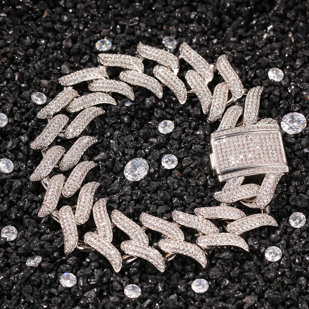 

Iced Out Thorns Cuban Link Chain Bracelet Mens Gold Silver Hip Hop Bracelets Jewelry 20mm 8inch