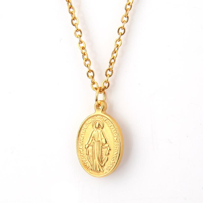 

Pendant Necklaces 100% Stainless Steel Gold Virgin Mary Pendants & For Women Cross Medallion Charm Wholesale 10pcs