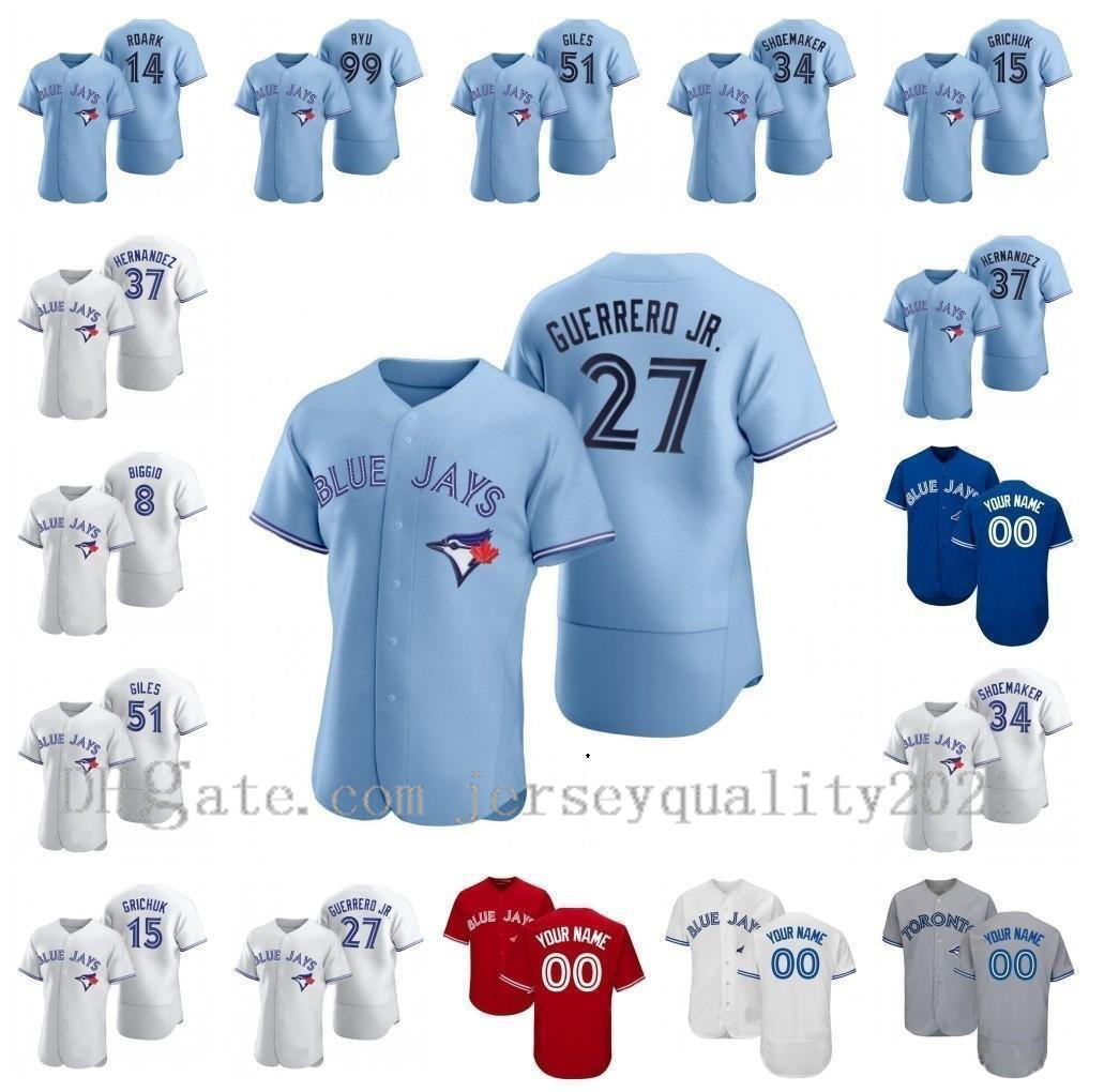 

20 21 Baseball Jersey Custom Toronto Jerseys Blue Jays Vladimir Guerrero Jr. Cavan Biggio Hyun-Jin Ryu Yamaguchi Randal Grichuk Drury Hernandez Jansen, Blue;black