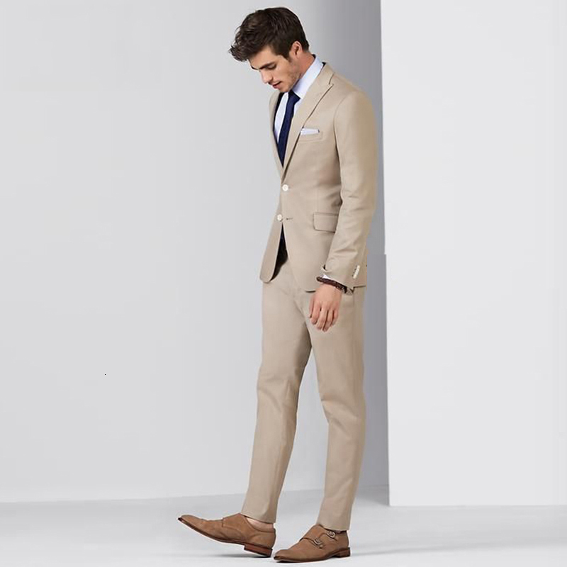 

Men's Suits & Blazers Beige Slim Fit Business Men For Wedding Groom Formal Costume Prom Tuxedo Best Man Blazer Traje Hombre Jacket, Custom color
