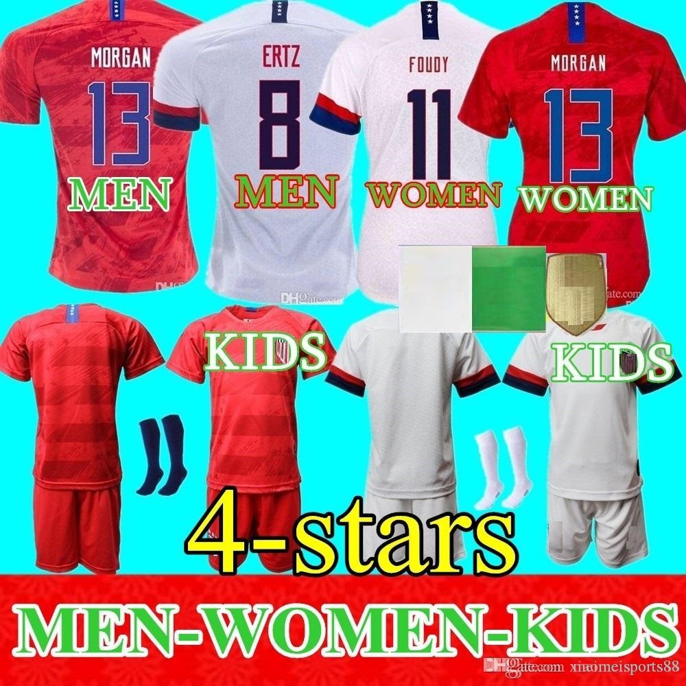 

Men Women Kids Soccer jerseys Christian Pulisic Jersey Alex Morgan Julie Ertz Megan Rapinoe Press Lloyd Heath Yedlin Dempsey Altidore Football Shirt, Away kids+patch xxs-xxl
