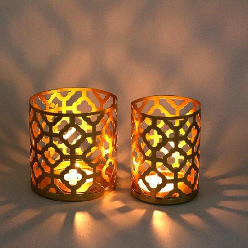 

Party Decoration Europe Golden Hollow Metal Pattern Cylinder Candle Holder Wedding Centerpieces Decorative Iron Candlestick Lantern Decor Cr