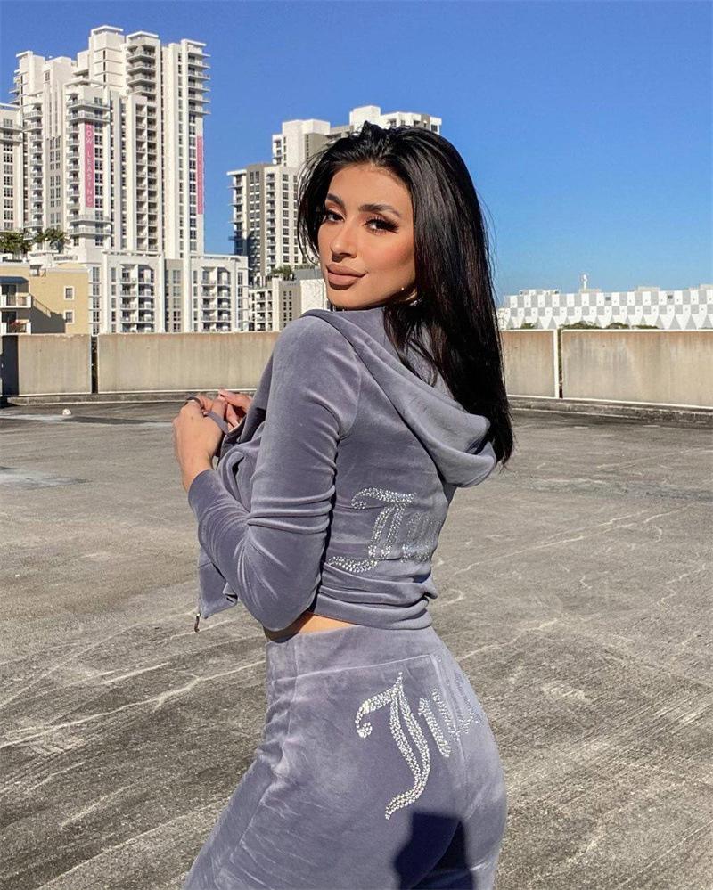

Women' Two Piece Pants Juicy Velour 2 Set Tracksuit Diamonds Hoodie Sweatshirt Zipper Jacket+Pants Suit Velvet Outfits Sportsuit Sweat Y2K, Blue