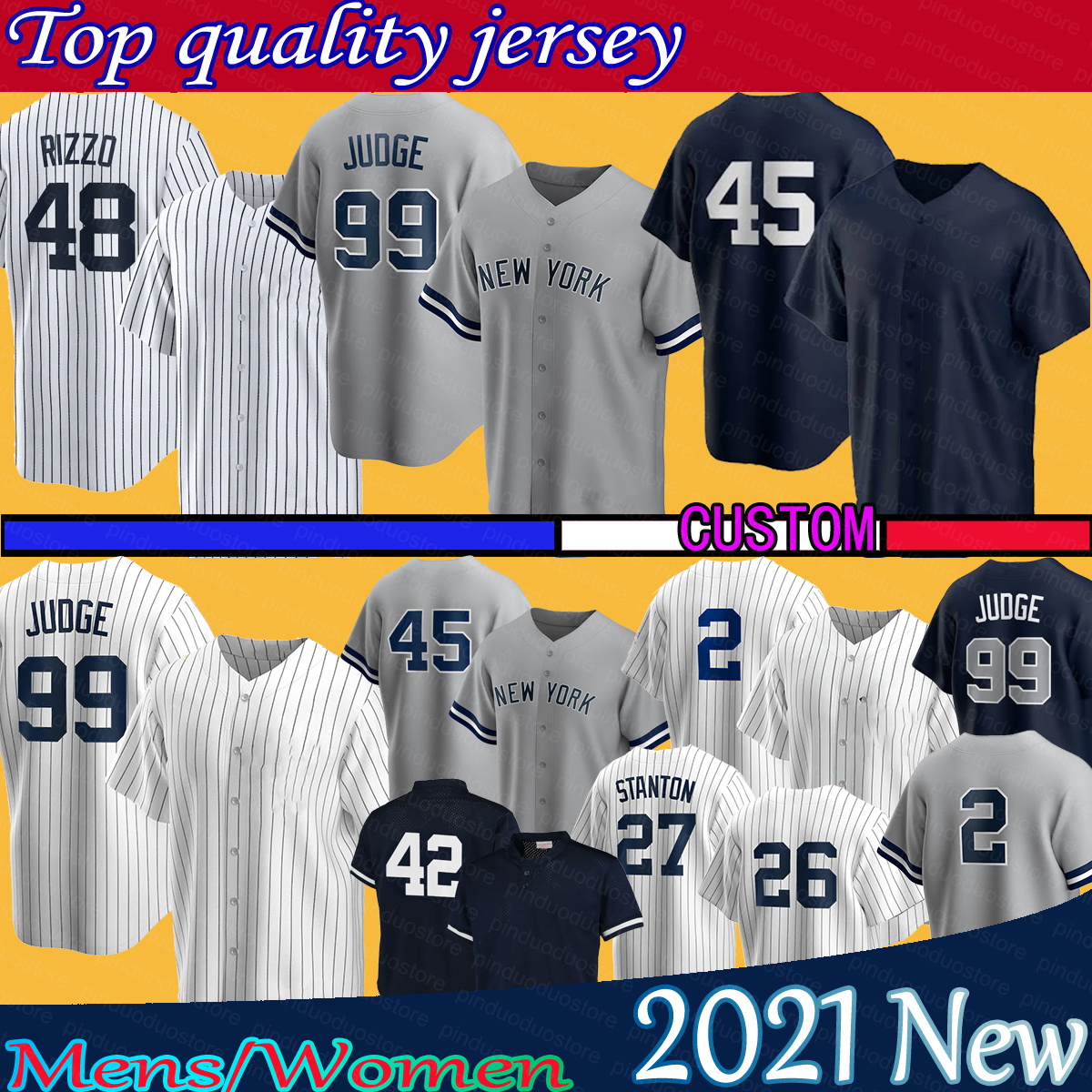 

99 Aaron Judge baseball jerseys 48 Anthony Rizzo 45 Gerrit Cole 2 Derek Jeter 2021 Custom Jersey Gleyber Torres Don Mattingly Babe Ruth Mariano Rivera, Have name mens cool base
