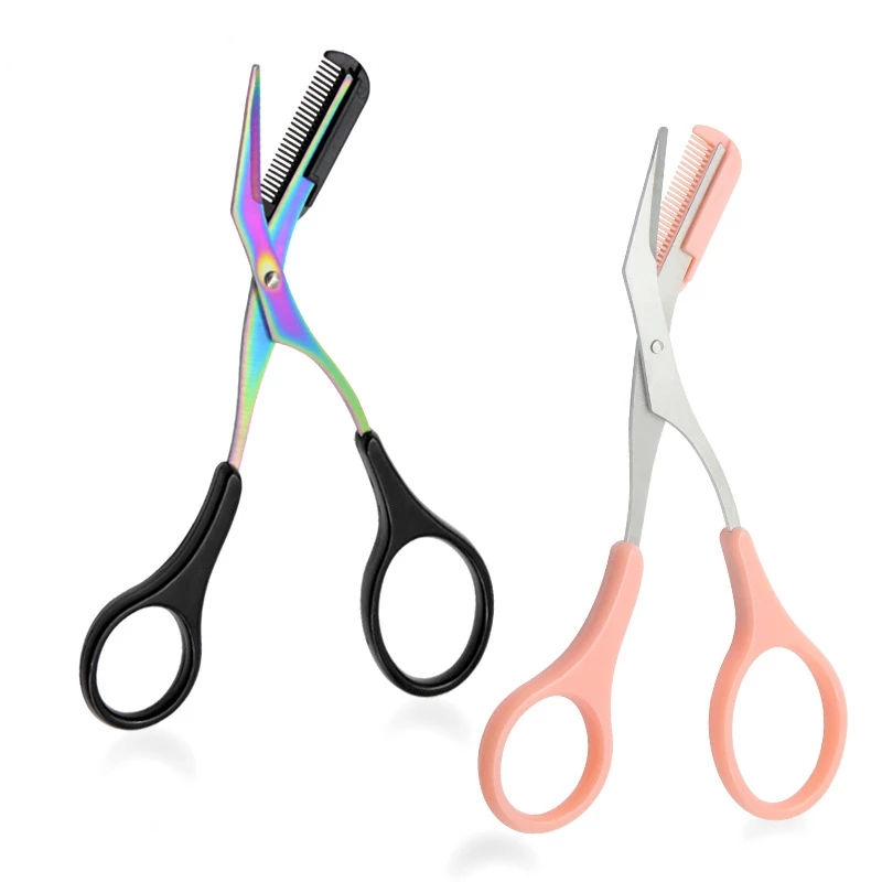 

Make Up Scissors Facial Hair Removal Grooming Shaping Shaver Eyebrow Trimmer Scissor with Comb Cosmetic Makeup Accessories For Beauty, As picture