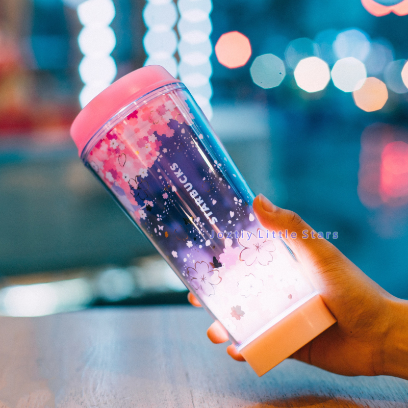 

Japanese style Starbucks coffee mug cherry blossom flying LED sakura Pink Lamp cup 473ml, Contact us to see more style