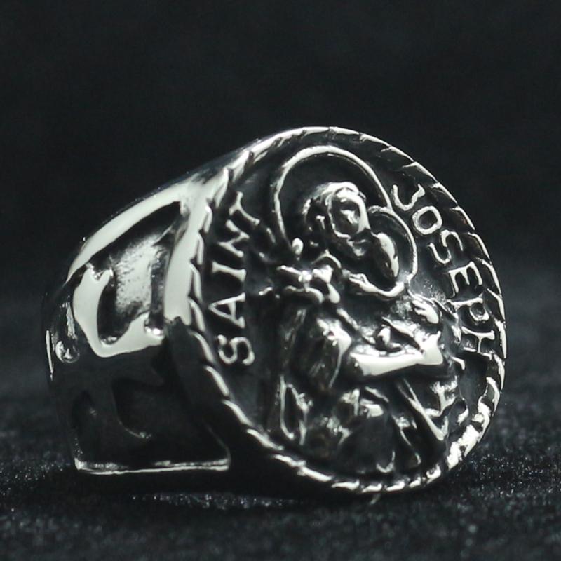 

Cluster Rings Unisex 316L Stainless Steel Vintage Catholic St. Joseph Est Ring