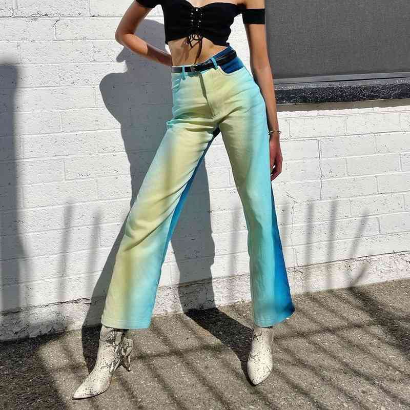 

summer street trend personality gradient casual pants high waist contrast pocket casual pants female y2k pants 210602, Yellow