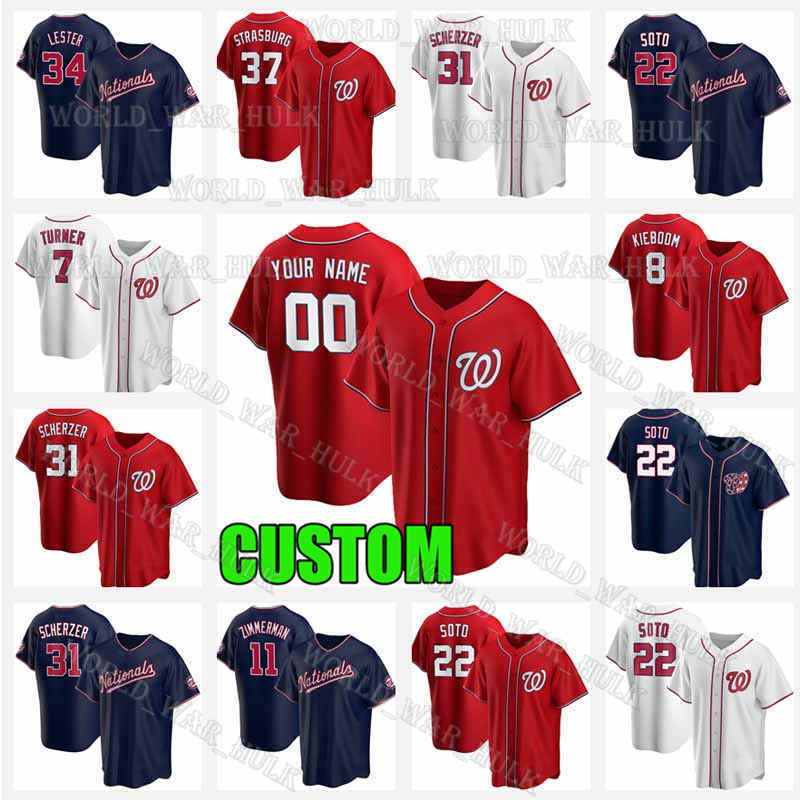 

7 Trea Turner Nationals Jersey 31 Max Scherzer 37 Stephen Strasburg 22 Juan Soto Baseball Jerseys Washington 6 Alex Avila 8 Carter Kieboom, Custom 2021 new cool base(guoming)