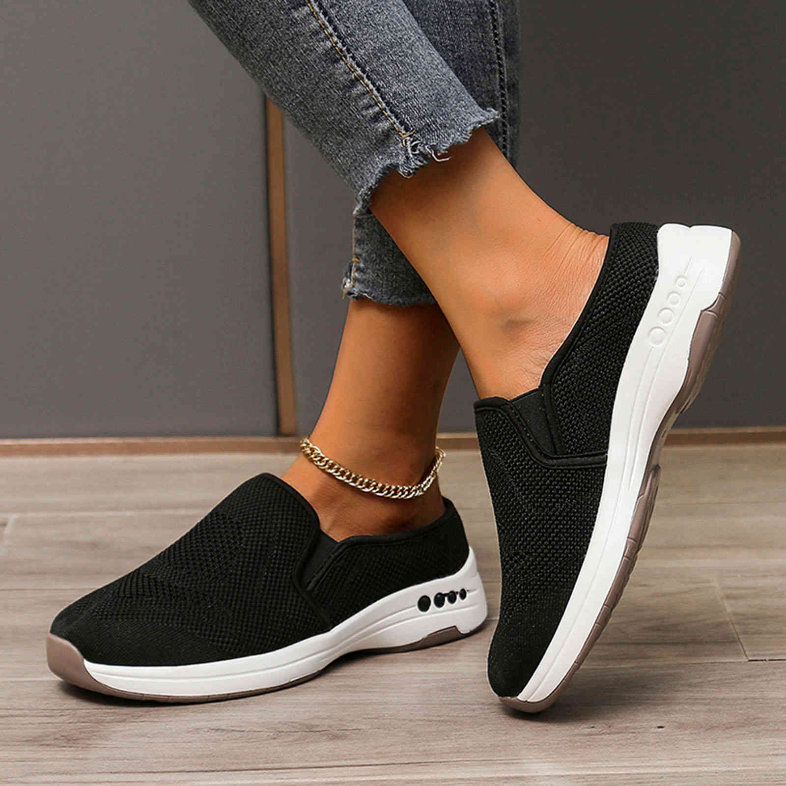 

Dress Shoes Fashion knits casual shoes Apartments of fashionable women Foot round sneakers women's wedges for female zapatos 1JUK, 1# packing bag