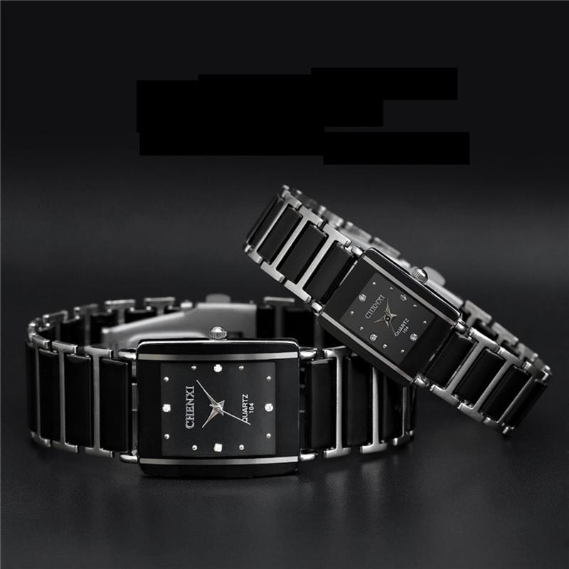

Wristwatches Est S Fashion High Quality Brand Women Men Couples Leisure Watch Waterproof Square Ceramics Wristwatch Birthday Gift, Black women