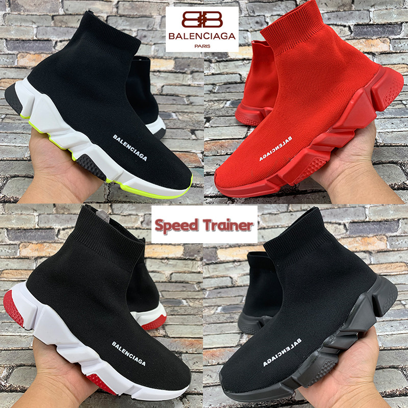 

2021 Fashion Balenciaga Speed Trainer Paris mens casual sock Shoes triple black white green red royal men sneakers women trainers US 6-12, Bubble wrap packaging