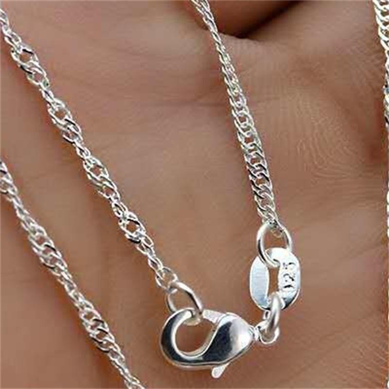 

2021 10pcs Water Waves Chains 1.2mm 925 Sterling Silver Necklace Chains 16"-30"