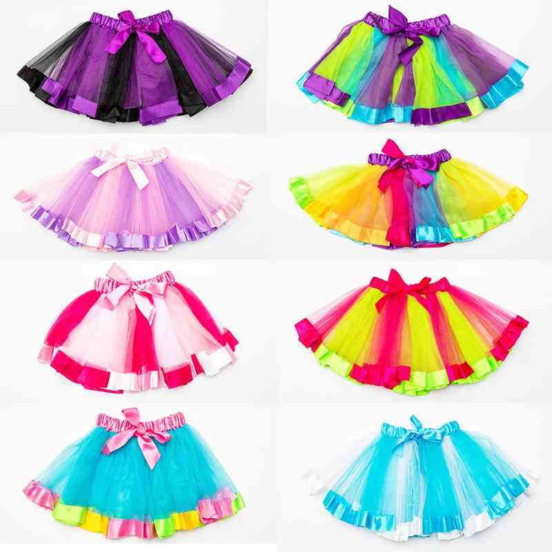 

Mesh rainbow poncho children's half length princess skirt Rainbow Tutu Skirt Baby Dress, Pink