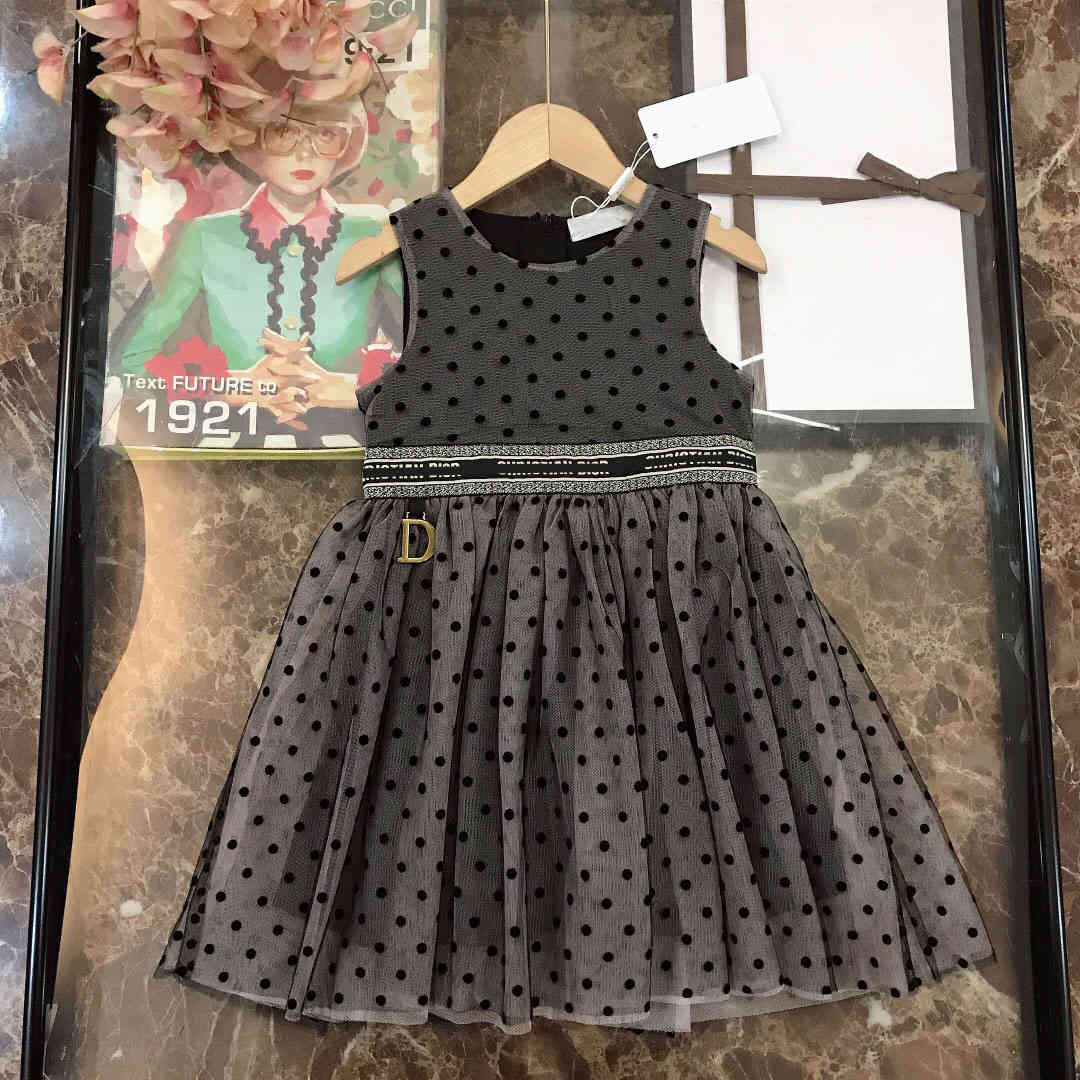 

2021ss Baby Girl Dress Casual do Designers Clothes Kids lace dresses summer girls boutique clothing sleeveless skirt china direct cat logo print, Red;yellow