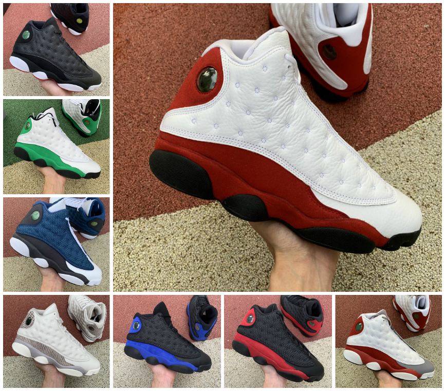 

13s Basketball Shoes Mens Womens Jumpman 13 Court Purple Reverse Bred Obsidian Black Hyper Royal Starfish Flint Gym Red Playground He got game Trainers Sneakers, Bubble package bag