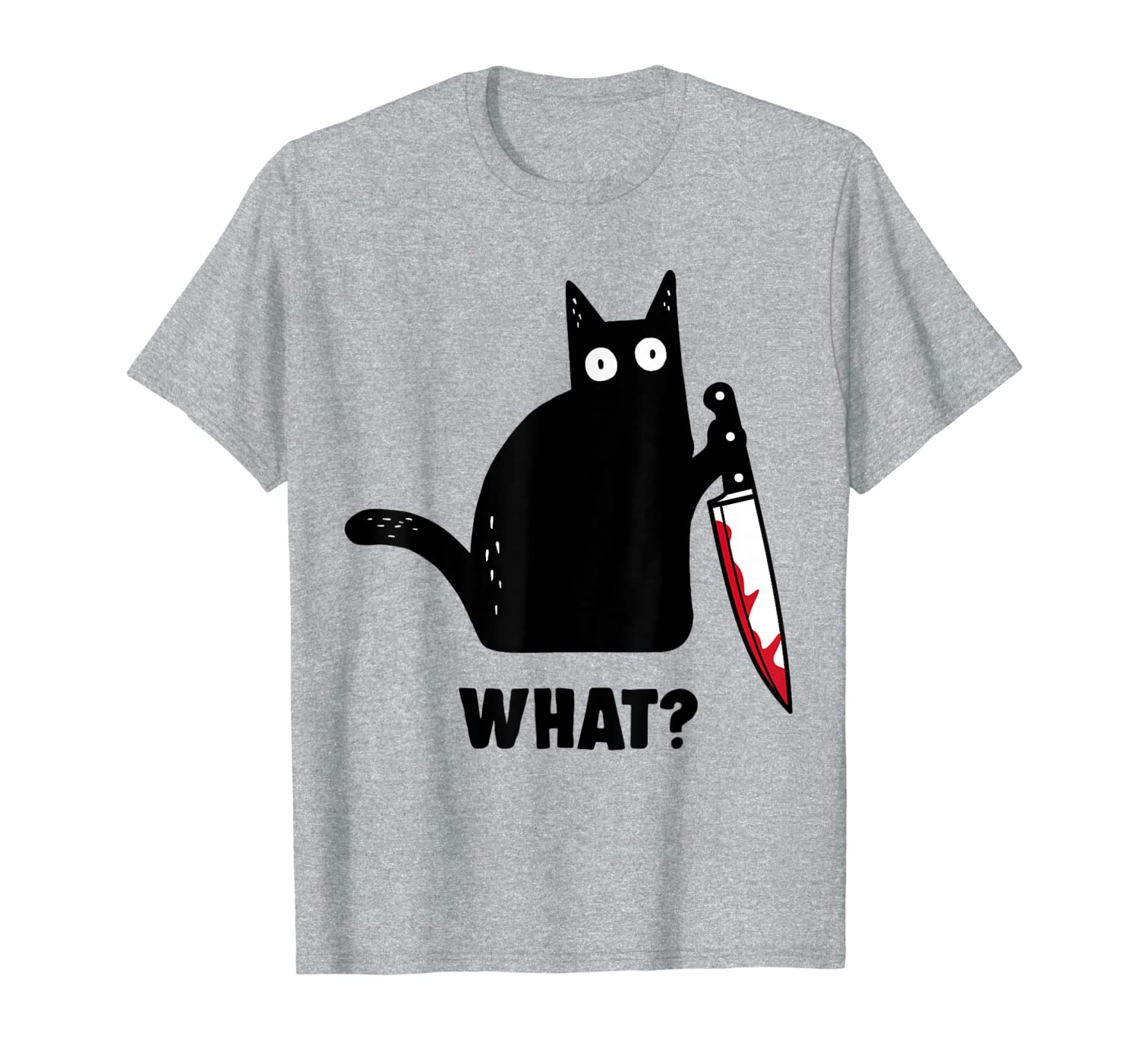 Cat What? Funny Black Cat Shirt, Murderous Cat With Knife T-Shirt-image-701937577