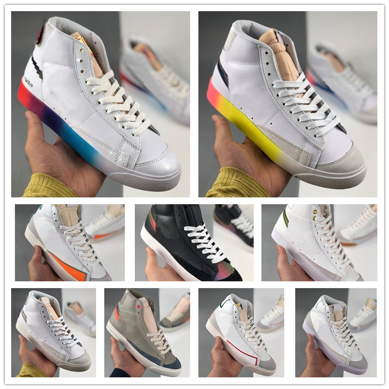 

2021 Blazer Mid 77 INFINITE Mens Womens Skate Shoes Lucid Green Sail White Chicago and Toronto Canvas Pacific Blue Habanero Red Rainbow Runn