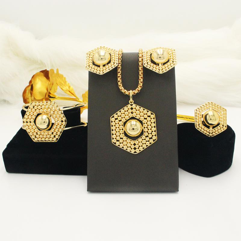 

Earrings & Necklace Wedding Elegant Big Bohemian Style Jewelry Set Gold Plated Ring Bracelet Pendant Free Chain Arrival SUNNICE, Silver