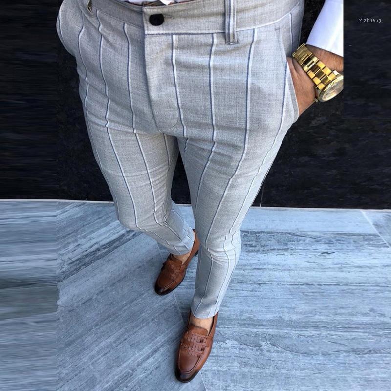 

Men's Pants Mens Fashion Striped Business Office Slim Fit Casual Skinny Pencil Leisure Trousers 2021, Black