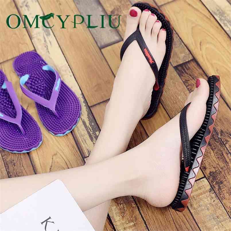 

Flip Flops Summer Massage Shoes Woman Sandals Women Slippers Beach Fashion Large Size Flats ladies Bathroom Shoe 210628, Black