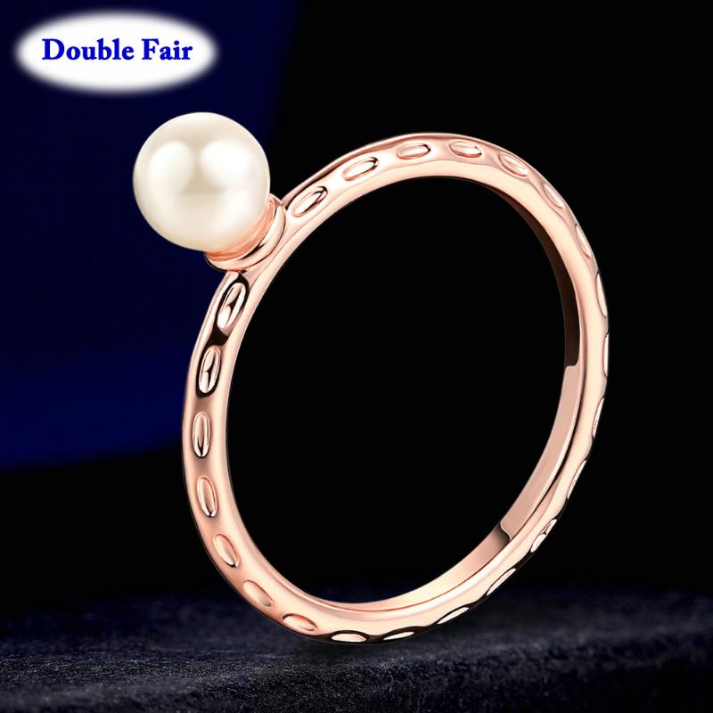 

Cluster Rings Trendy Style Rose Gold Color Round Simulated Pearl For Women Anniversary Gift Fashion Jewelry Wholesale DWR424, Golden;silver