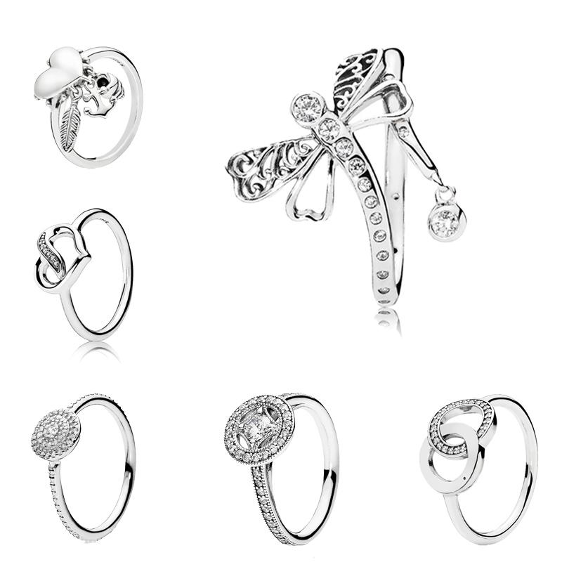 

Cluster Rings Classic Heart Designer Statement For Hoops Women 925 Sterling Silver Luxury Jewelry Original Gifts Girls, Golden;silver