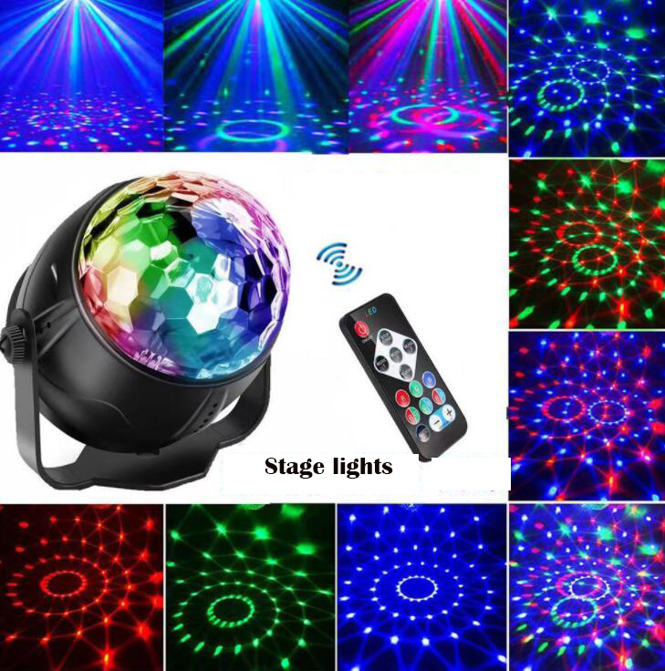 

rtable Laser Stage Lights Home Decor RGB Seven mode Lighting Mini DJ Disco dancing light with Remote Control For Christmas Party Club Projector KTV LED lamps