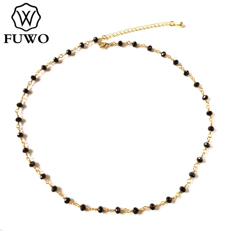 

Handmade Black Spinels 3.5mm Brass Necklaces High Quality Anti-Tarnish Crystal Beaded Chains For Jewelry Making NC014, Silver