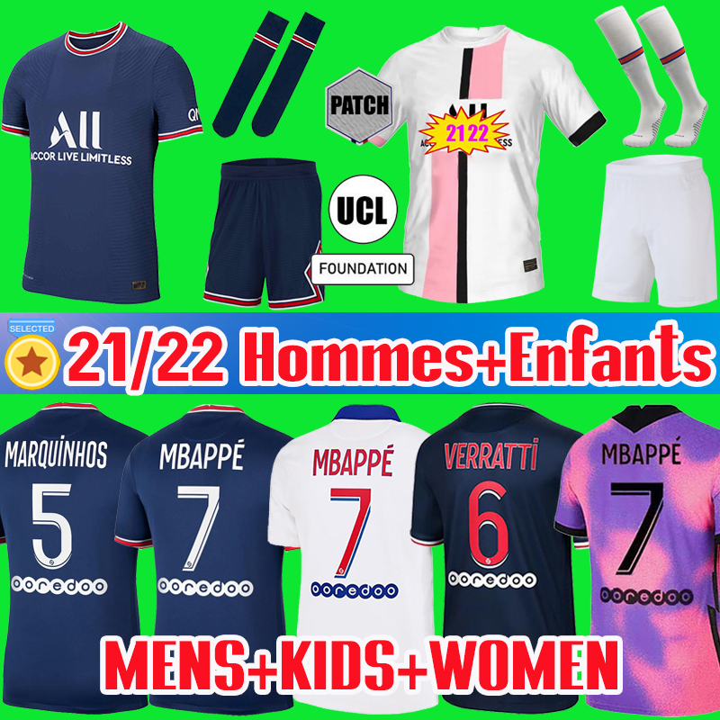 

Maillots de Foot 20 21 22 MBAPPE KEAN 4th Soccer Jerseys MARQUINHOS VERRATTI KIMPEMBE Football Shirts 2021 2022 Men Kids Women hommes enfants Kits uniforms, Women 21-22 home