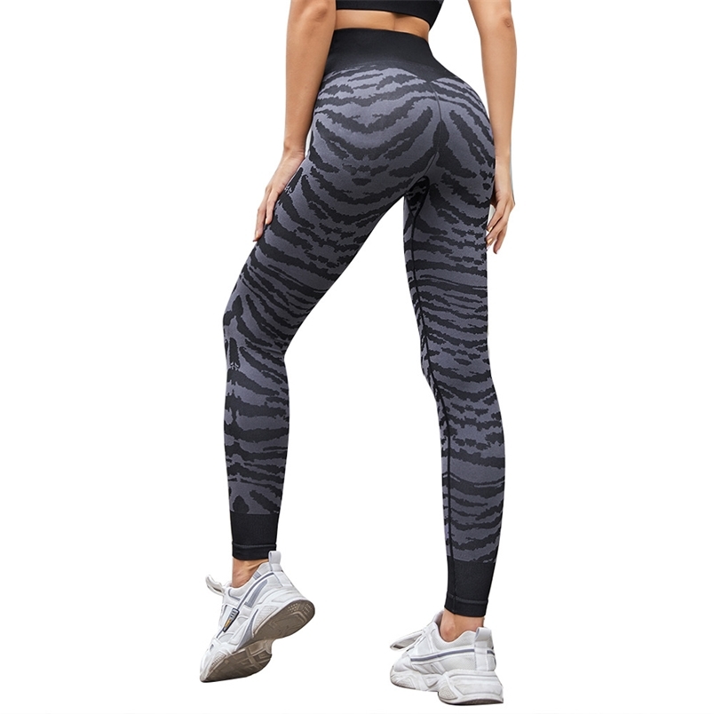 

Print Striped Elastic Waist Bodycon Push Up Legging Sport Femme High Elasticity Jogging Woman Pantalon Gym Workout Slim Leggings 210604, Black