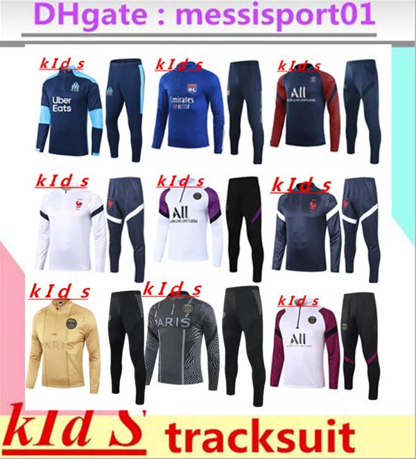 

2020 2021 Paris kids tracksuit GRIEZMANN MBAPPE soccer training suit 2020/21 France chandal futbol VERRATTI kit paris child training, Black;yellow