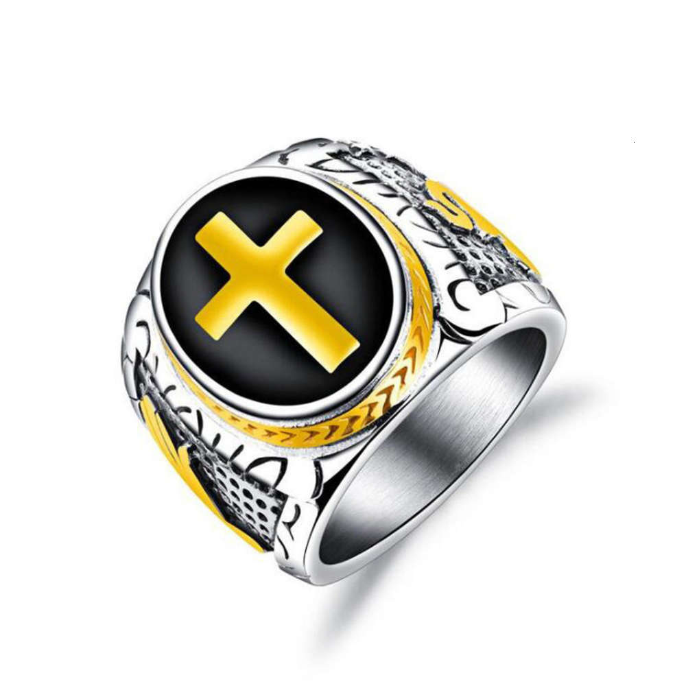

religious hip hop cross personality men's index finger trendy people's tail student ring, Black