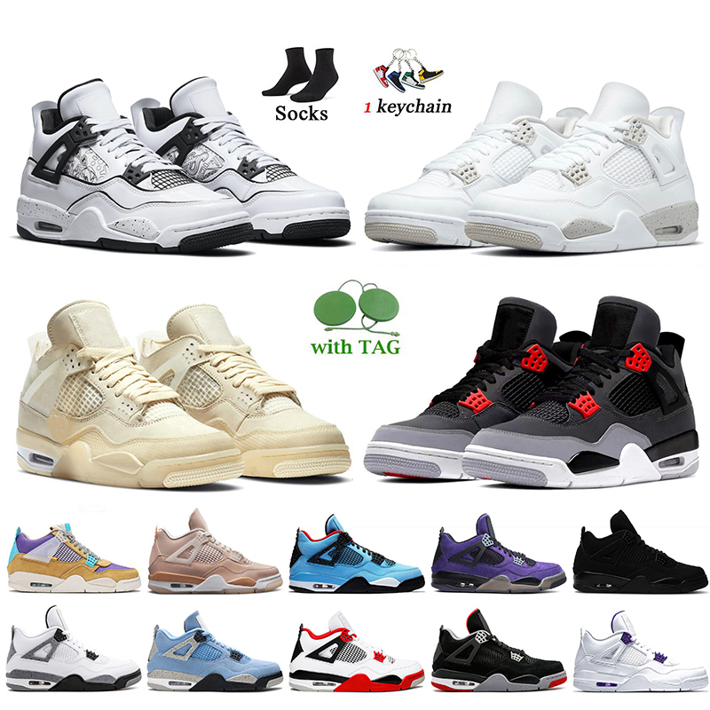 

2022 Top Fashion DIY 4s Basketball Shoes Jumpman 4 White Oreo Sail Infrared Off Shimmer Bred Black Cat Fire Red PSGs Trainers Sneakers Retro Wild Things Military, D24 cool grey 40-47