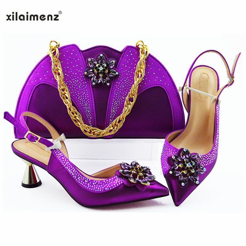

Dress Shoes Sexy Ladies Italian With Matching Bags Set Nigerian Women's Party And Bag Sets Purple Color Women High Sandals, Sky blue