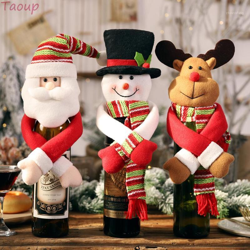 

Taoup Hold Hands Santa Claus Dolls Christmas Table Decor Merry Ornaments Wine Bottle Cover Holder Bags Xmas Elk Deer