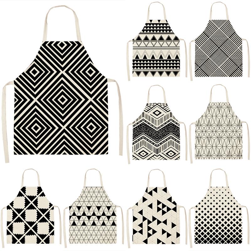 

Aprons Black Geometric Pattern Women Kitchen Apron For Hairdresser Woman Goods Home