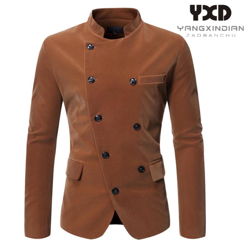 

Men's Suits & Blazers Homens England Style Double-Breasted Collar Mens 2021 Stylish Casual Men Jackets Suede Blazer Masculino Coats, Black