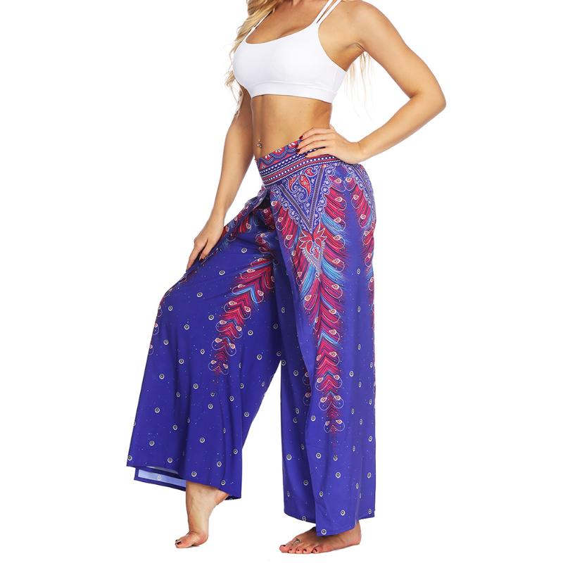 

Women Palazzo Slit Wide Leg Pants Summer Casual Beach Boho Hippie Pilate D88 Women's & Capris, Black;white