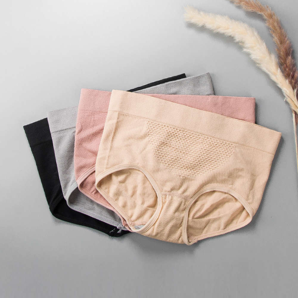 

Honeycomb autumn and winter warm underwear women's middle waist comfortable seamless hip lifting cotton crotch, Black;pink