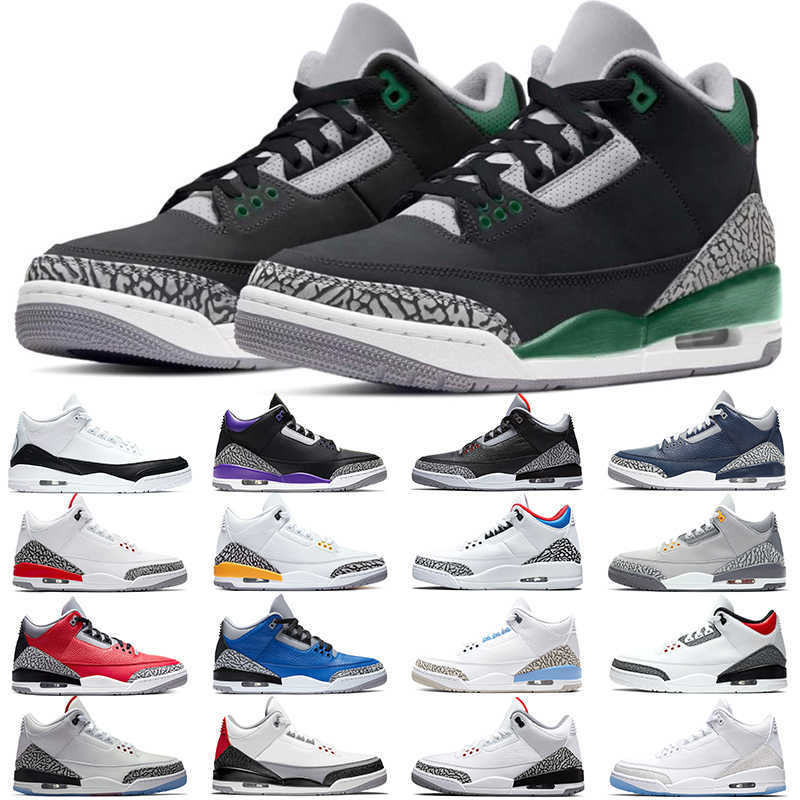 

Jumpman 3 Men 3s Basketball Shoes Pine Green Racer Blue Black Cement Court Purple UNC Midnight Navy Cool Grey Laser Orange Katrina Mens, #10 red cement