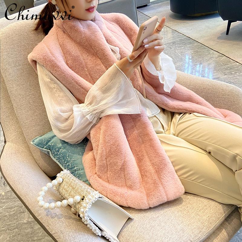 

Women's Vests 2021 Autumn Winter Imitation Mink Vest Warm All-Matching Korean Style Lady Furry Waistcoat Plush, Black;white