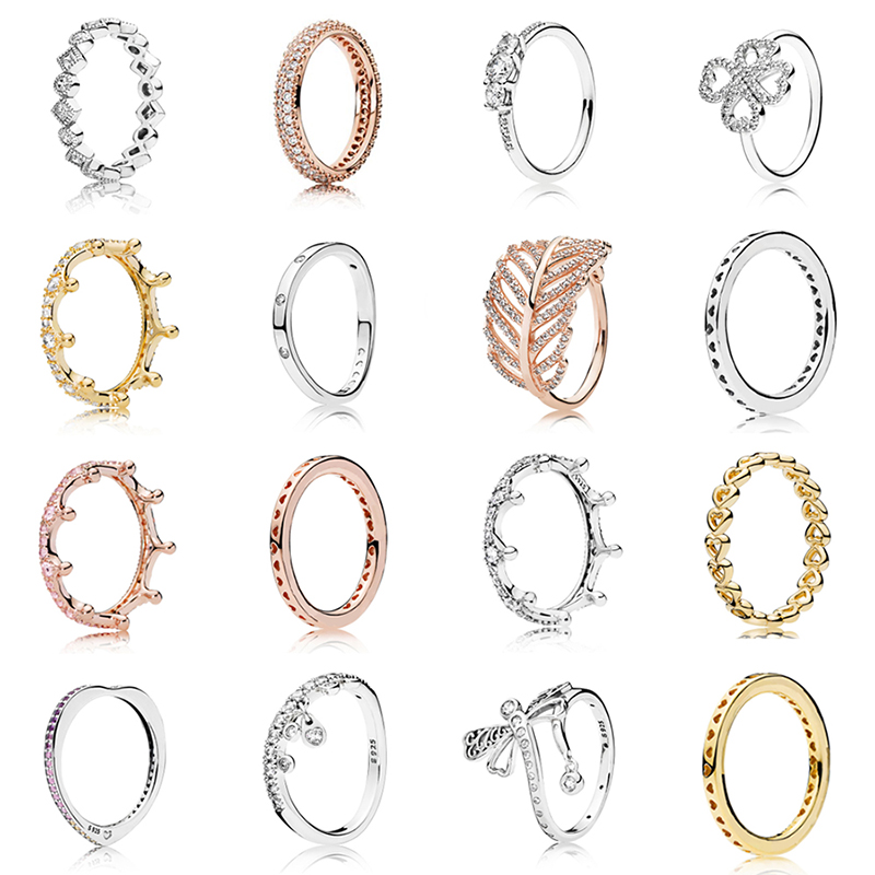 

NEW 2021 100% 925 Sterling Silver Crown Clover Ring Fit DIY Original Bracelet Fshion Jewelry Gift