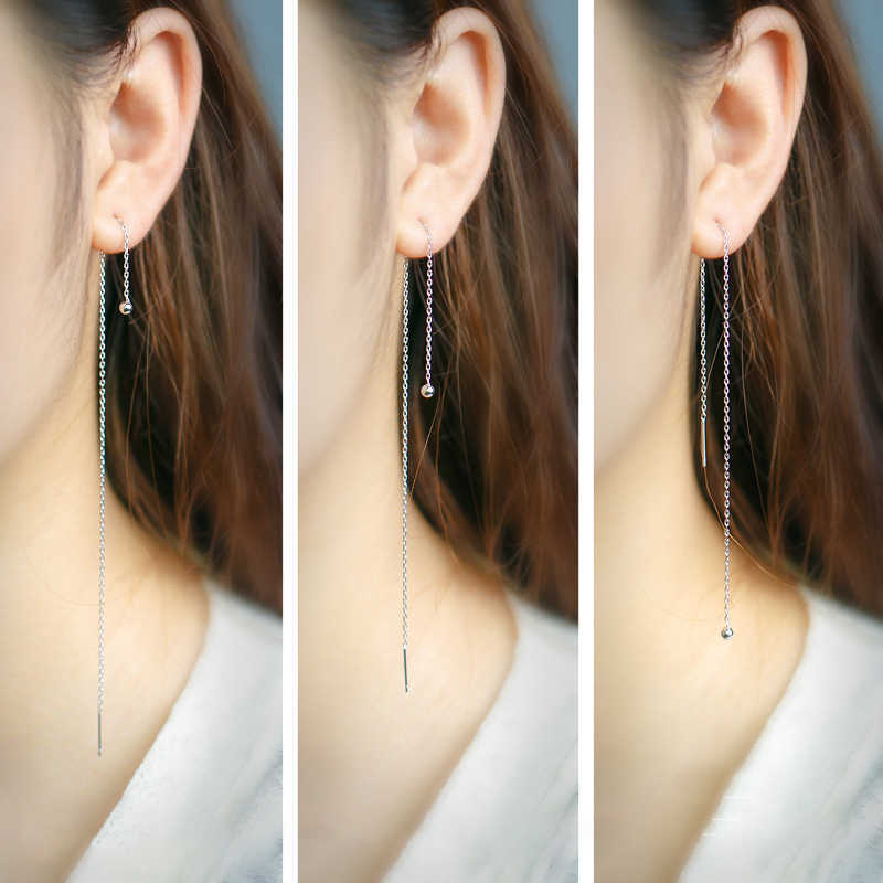 

Long Tassel Fashion Bead Swing Charm Drop Earrings Classic 925 Sterling Silver Exquisite Jewelry For Women S925 Present 210707