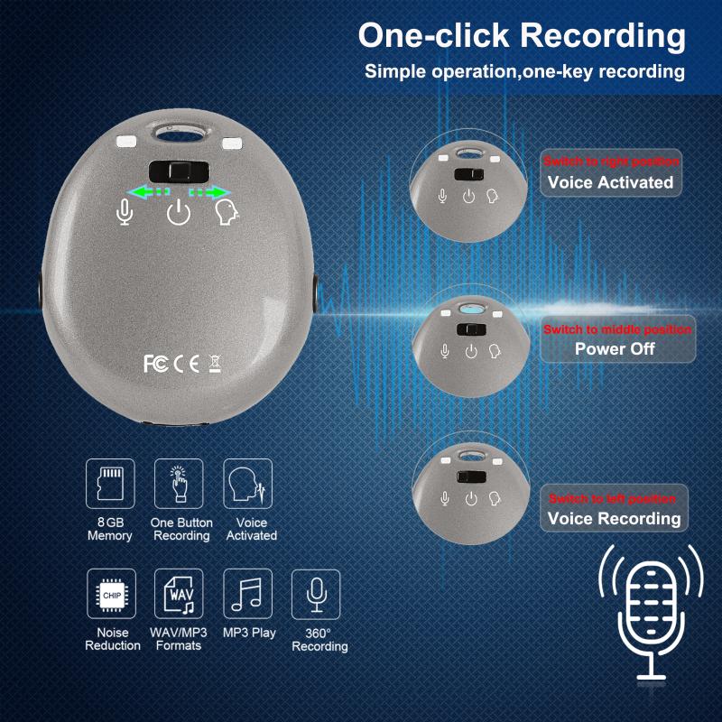 

Digital Voice Recorder 8GB Recorder,Voice Activated Sound Recording Device For Lecture,Class,Interview,USB Rechargeable Dictaphone,MP3 Pl