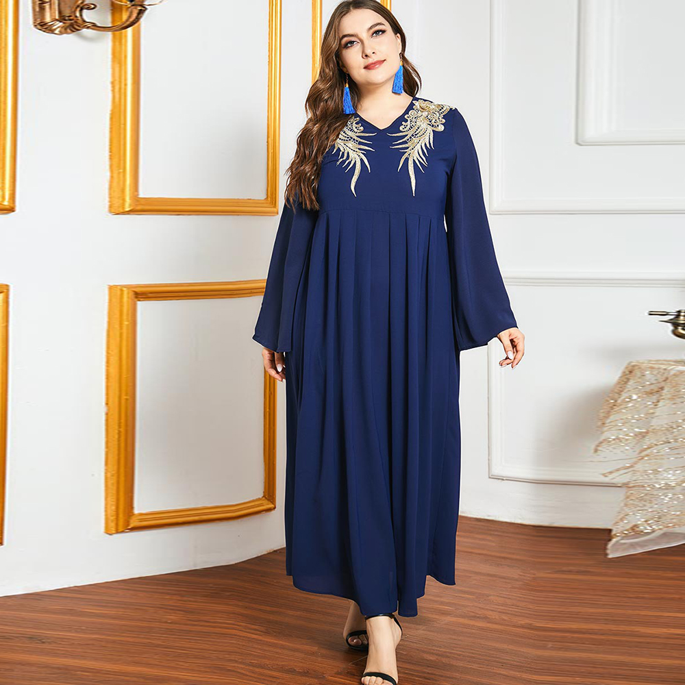 

Ramadan Eid Mubarak Dresses Abayas For Women Embroidery Abaya Dubai Turkey Islam Muslim Hijab Dress Vestidos Robe Longue Kaftan