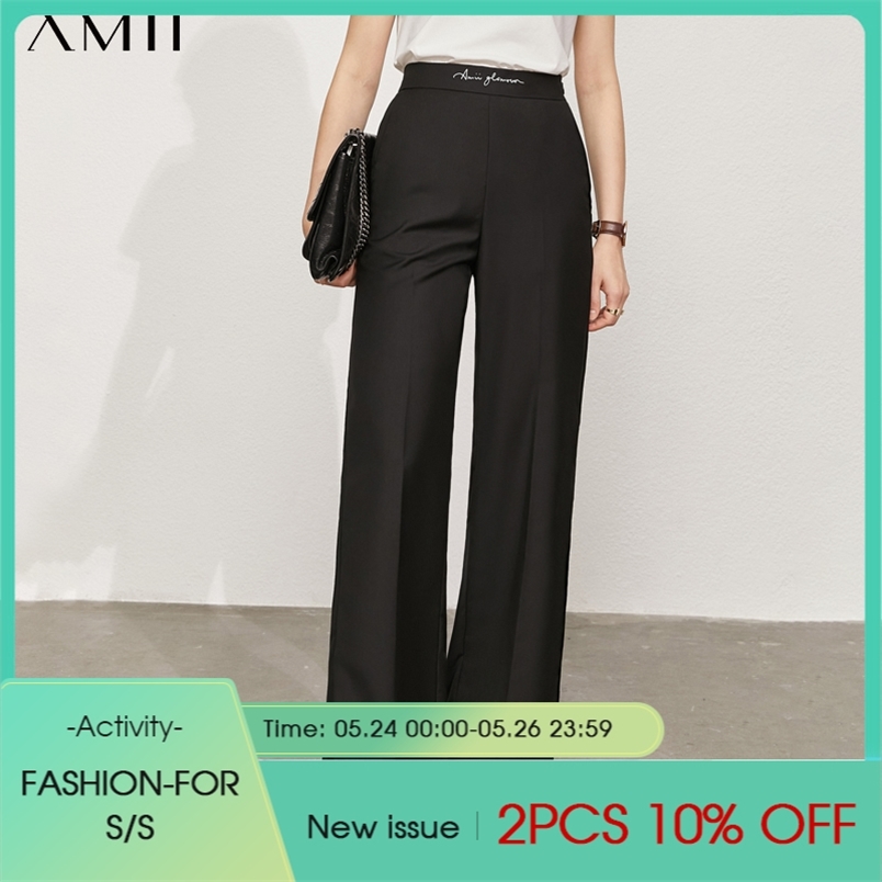 

Minimalism Summer Women's Trousers Offical Lady Letter Embroidery Loose Pants Causal Suit 12130222 210527, Black