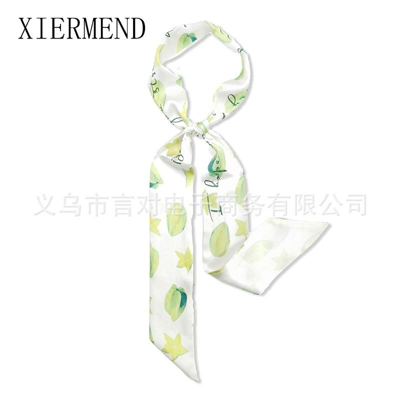 

Scarves 2021 Summer 126*6 Fruit Small Hairband Lovely Print Long Silk Scarf Wrist Ribbon Skinny For Women
