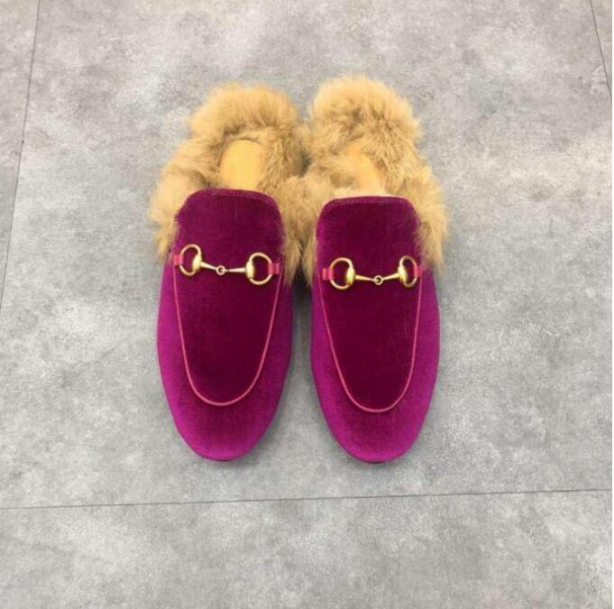 

Women Princetown Slippers Loafers Autumn Winter Warm Wool Classic Metal Buckle Embroidery Sandals Men Leather Half Slipper Pattern Slides AA, Colour 30