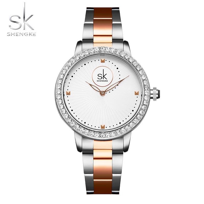 

Wristwatches Women Watches Fashion Watch Unique Designer Ladies Luxury Diamond Quartz RoseGold Wrist Gifts For, Silver